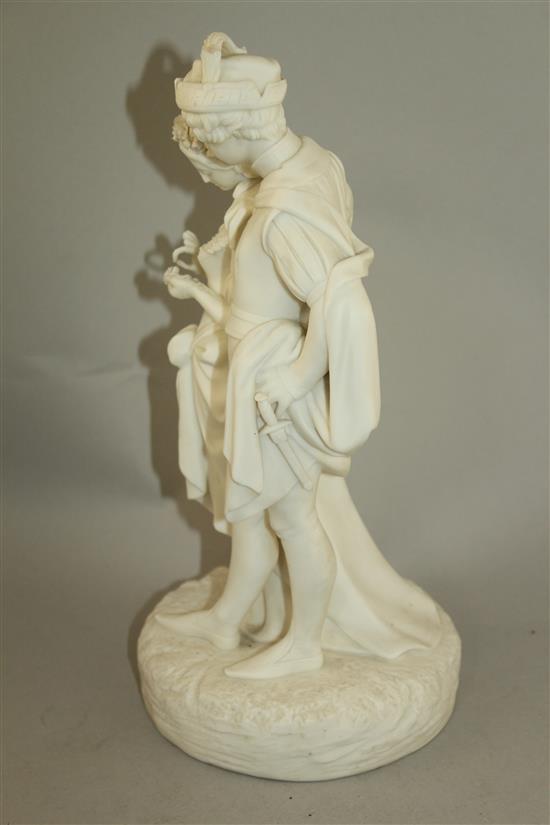 A Worcester, Kerr & Binns parian group of Faust and Margaret, third quarter of 19th century, 32.5cm, losses to three fingers